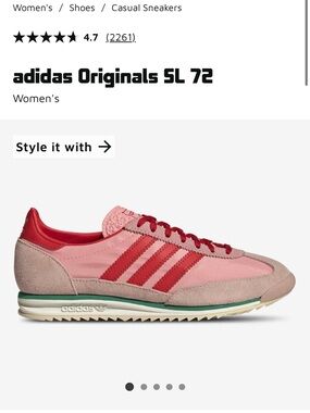 adidas Originals SL 72 Women's Pink & Red Casual Sneakers Size 7